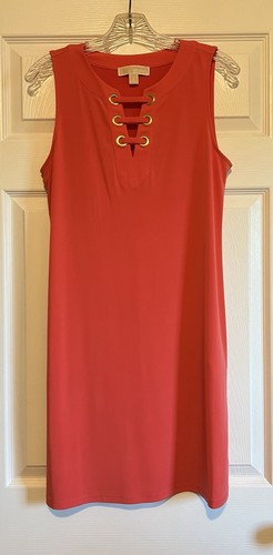 Abito donna Michael Kors corallo senza maniche tubino scollo a V taglia media