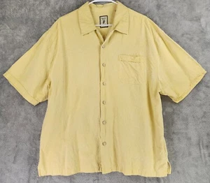 Jamaica Jaxx Shirt Mens XXL Yellow Tropical Hawaiian Casual Silk Button Up - Picture 1 of 11