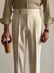 Herrenmode Knöchellange Hose mit Verstellbarem Gürtel Band 9/10 Lang Frühling - Picture 1 of 10