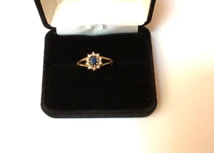 Vintage 14k Gelbgold Saphir Diamant Ring Größe 5 - wunderschön - Bild 1 von 12