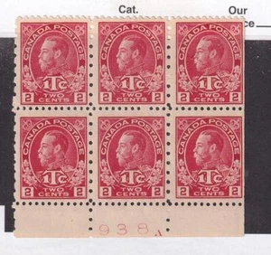 "CANADÁ BOB # MR3 VF-MNH 3 MLH KGV 2 quilates "ITC" BLOQUE DE 6 PLATOS # VALOR GATO $720 - Imagen 1 de 1