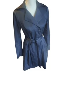 Darling Size M Blue/Black Belted Coat With Pleats Fully Lined - Picture 1 of 4