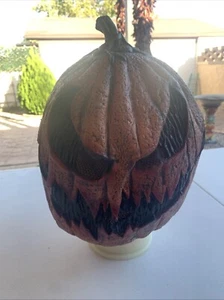 Máscara Cabeza Calabaza Halloween Scary Jack O Linterna Goma Látex Tallado Sangre - Imagen 1 de 11