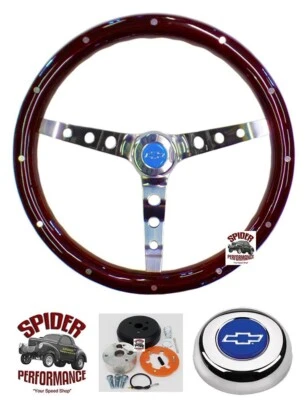 Chevrolet 1969-1981 volante madera pajarita azul 15" clásico caoba Foto 1 de 4