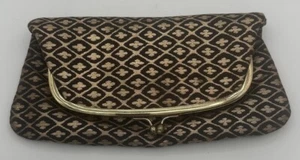 Vintage Torii Japanese Fold-over Clutch Black And Gold Brocade Mid Century Chic - Picture 1 of 15