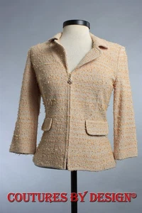 Chaqueta de tweed para pestañas St John Knits piedra caliza/albaricoque multi talla 12 nueva con etiquetas precio de venta sugerido por el fabricante $1850 - Imagen 1 de 2