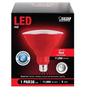 Feit Electric PAR38R10KLED/BX 120V 5W 1400 Lumens PAR38 Red LED Light Bulb - Picture 1 of 3