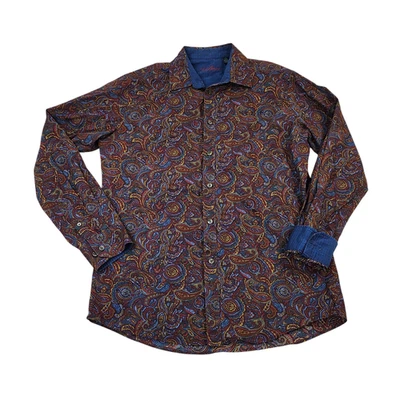 Van Heusen мужчин средний 15, 15 1/2 рубашка - Flip манжеты - длинным рукавом пейсли кнопка - Изображение 1 из 4