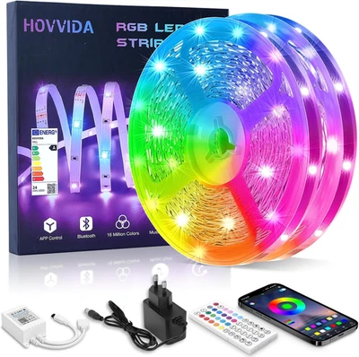 Striscia LED 20M, 30 Led/Metro, 2X10M, 24V RGB LED, 600 LED, APP E Telecomando,  - Immagine 1 di 4