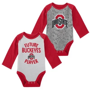 Newborn & Infant White/Gray Ohio State Buckeyes 2-Pack Play Time Long Sleeve - Picture 1 of 4