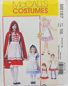 McCalls 6187 Red Riding Hood Goldilocks Alice~Halloween Costume Pattern Kids 3-8 - Picture 1 of 3