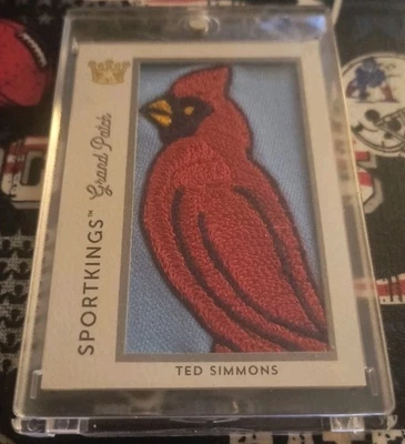 2022 Sportkings Jumbo Grand Patch Ted Simmons 1/1 jogo usado logotipo completo Cardinals - Imagem 1 de 3