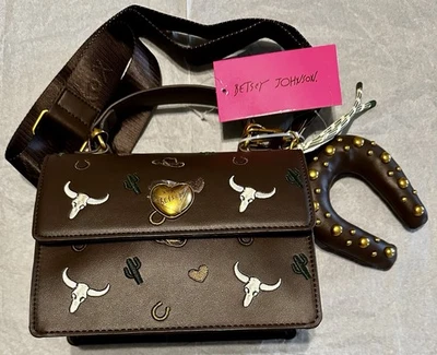 Betsey Johnson Western Shoulder/Crossbody Bag, Horseshoe Bag Charm - Image 1 of 4