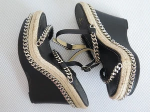 Vintage Red Sole Platform Leather Shoes Chain Deco UK 4- EU 37 Made in Italy - Picture 1 of 7
