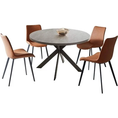 47 Inch Round Dining Table Set Mid Century Modern Kitchen Table for 4-6 - Image 1 of 4