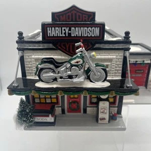 Vtg Department 56 Original Snow Village Harley Davidson Motorcycle Shop No Light - Picture 1 of 12