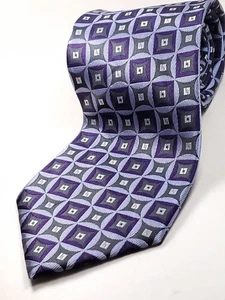 COVINGTON Handmade Tie Men's Purple Gray Blue White Necktie NEW - Picture 1 of 3
