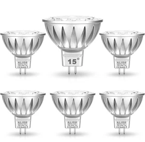 6 Pcs MR16 Led Bulbs 15° 15 Degree 5W Replace 20W 35W Halogen, 2700K. - Picture 1 of 3