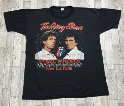 Vintage 1989 Rolling Stones Steel Wheels Classic Rock Tour Shirt Men’s XL Single - Image 1 of 4
