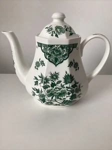 Pretty Vintage J & G Meakin Old Pekin Green & White Teapot - VGC - Imagen 1 de 12