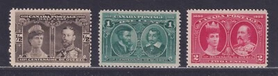 Canada Scott 96-98 MHR 1908 ½¢ to 2¢ Carmine Quebec Tercentenary SCV $78 - Image 1 of 2