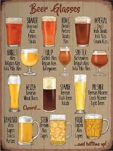 Bicchieri Birra Piccolo Acciaio Insegna 200mm x 150mm - Picture 1 of 1