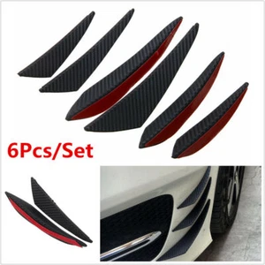 6Pcs Carbon Fiber Look Car Front Bumper Fins Spoiler Wing Lip Splitter Universal - Picture 1 of 12