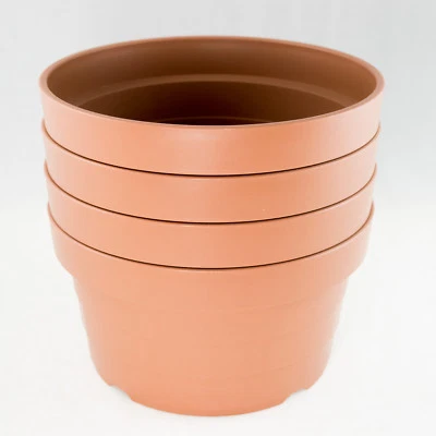 4 bonsáis japoneses de plástico redondo bronceado de alta resistencia, maceta suculenta 8,25 x 8,25 x 4,5" Foto 1 de 4