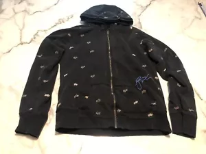 Fox Hoodie Girls XL Black Fleece Cotton Embroidered Logo Long Sleeve Full Zipper - Picture 1 of 9