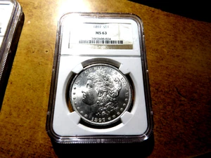 1897 Morgan Silver Dollar100% Pure White NGC MS63 F3 - Imagen 1 de 2
