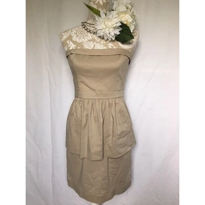 BCBGMaxazria "Huxley" Pumice/Tan/Beige Strapless Peplum Cocktail Dress NWT sz10 - Image 1 of 4