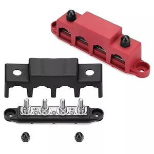 Positive Negative Bus Bar Battery Power Protect Block M10 x2 Bus Boat Campervan - Picture 1 of 4