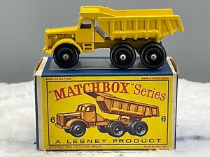 1950’s Moko  Matchbox No 6 C Quarry tipper truck, Solid wls,N,Mint, in D box Ori