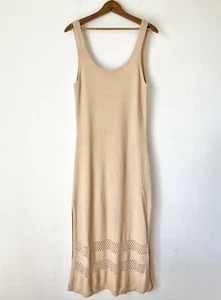 SEAFOLLY Sleeveless Neutral Tan Crochet Knit Luxury Beach Resort Cover Up. M - Picture 1 of 7