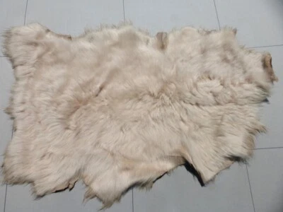 sheepskin leather hide Toscana Cream long wavy hair w/Different Smooth backs - Image 1 of 4