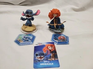 Disney Infinity Brave Merida & Stitch Character Figures w/ Power Discs  - Picture 1 of 4