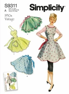 Simplicity Schnittmuster S9311 Misses’ 50er Jahre Stil Vintage Schürzen mit Rock - Bild 1 von 2
