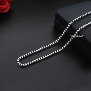 "Collar de cadena de acero inoxidable acabado rodio 1,5 mm liso hombre mujer 18" caja de acero inoxidable - Imagen 1 de 12
