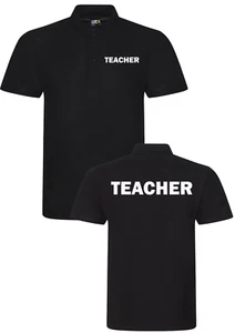 TEACHER POLO SHIRT Printed WORKWEAR TRAINER OFFICE STAFF Instructor Uniform  - Picture 1 of 4