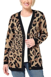 Isaac Mizrahi Live! Jacquard Sweater with Illusion Waist Animal - Picture 1 of 2