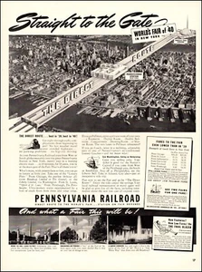 1940 vintage Ad PENNSYLVANIA Railroad Direct to NEW YORK WORLD'S FAIR 041824 - Picture 1 of 1