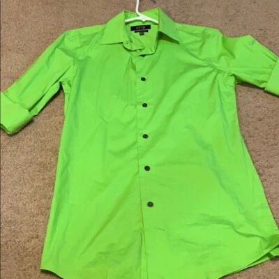 Apt. 9 Camisa de vestir para hombre verde neón elástica calce ajustado pequeña (14,5, 32/33) Foto 1 de 3