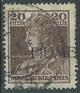 1918-19 FIUME USATO CARLO E ZITA 20 F SOPRASTAMPA MACCHINA VARIETà - P41-5 - Picture 1 of 1