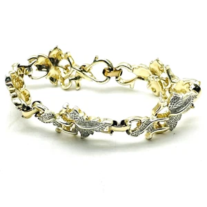 SARAH COVENTRY Ivy Bracelet Mixed Metal Tones Texture Leaves Vine Nature Garden - Picture 1 of 7