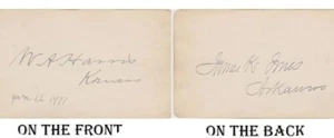 Firmado Soldados Confederados William Harris KS Senador y James Jones AR Senador - Imagen 1 de 3
