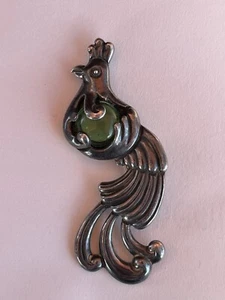 DE COLECCIÓN LA ESTRELLA TAXCO PÁJARO ESTERLINA CON BROCHE PIEDRA VERDE - Imagen 1 de 7