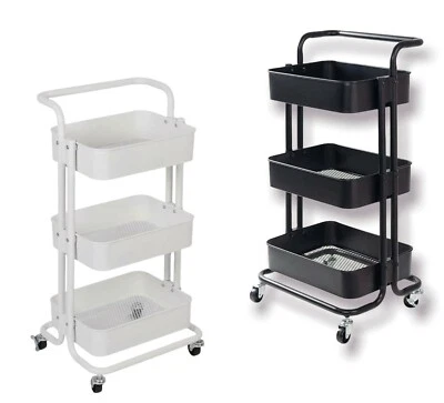 CARRELLO Fruteros Puerta Herramientas Cocina Y Baño 3 Estantes 2 Colores - Imagen 1 de 4