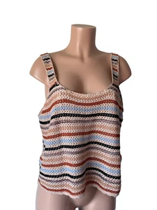 NEW! Jessica Simpson Crocheted Tank Woman’s Size 1X Plus - Adobe Stripe Combo - Picture 1 of 9