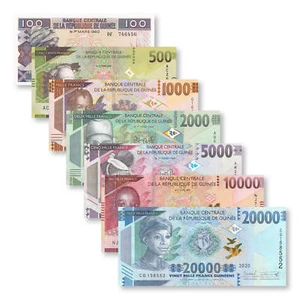 Guinea Full Set: 100–20,000 Francs, 2015+, B337–B344, UNC - Picture 1 of 10