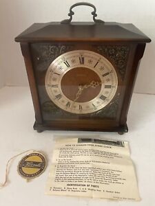 Vintage Hermle 8 Day Mantle Chime Clock Walnut Germany Runs and Chimes